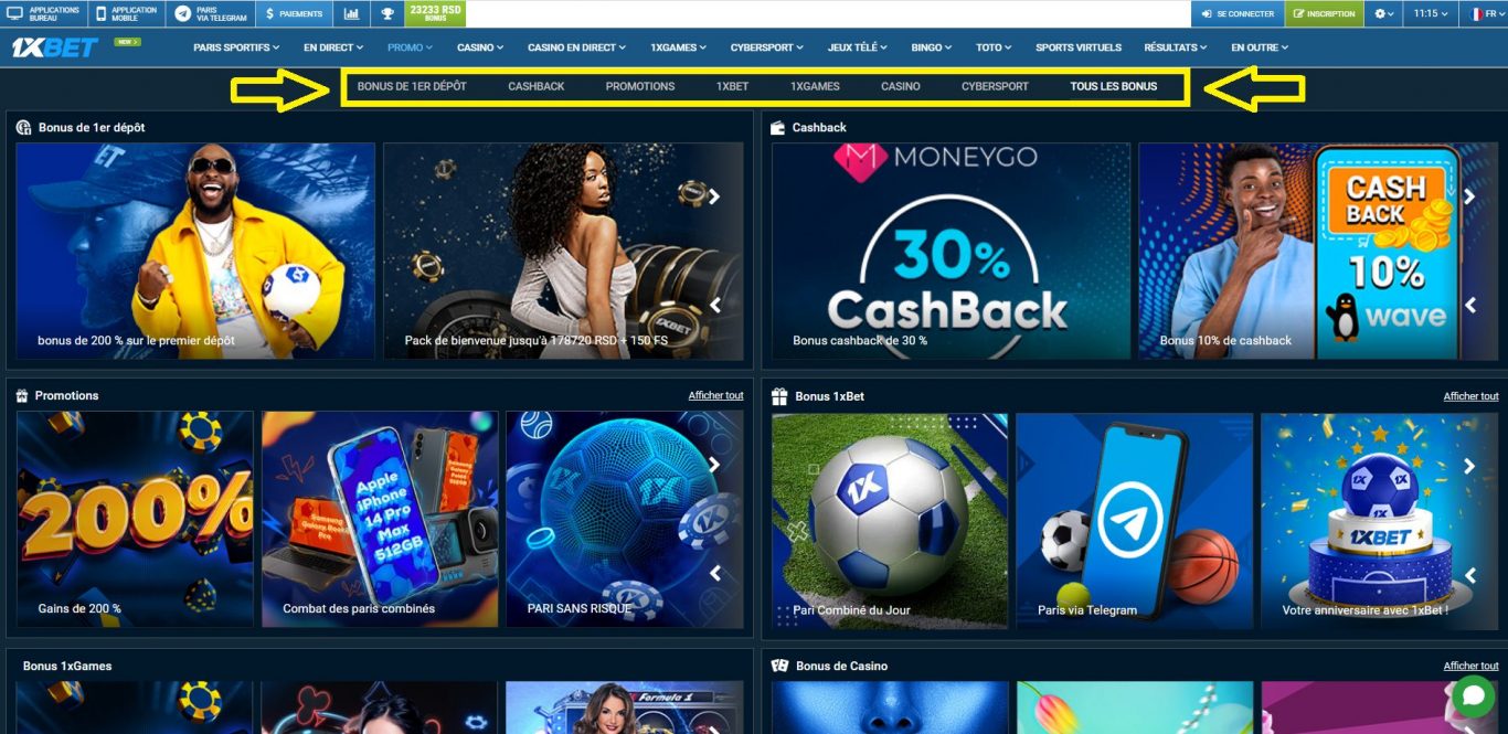 Qu'est-ce que le bookmaker peut offrir en plus du 1xBet bonus premier depot ?