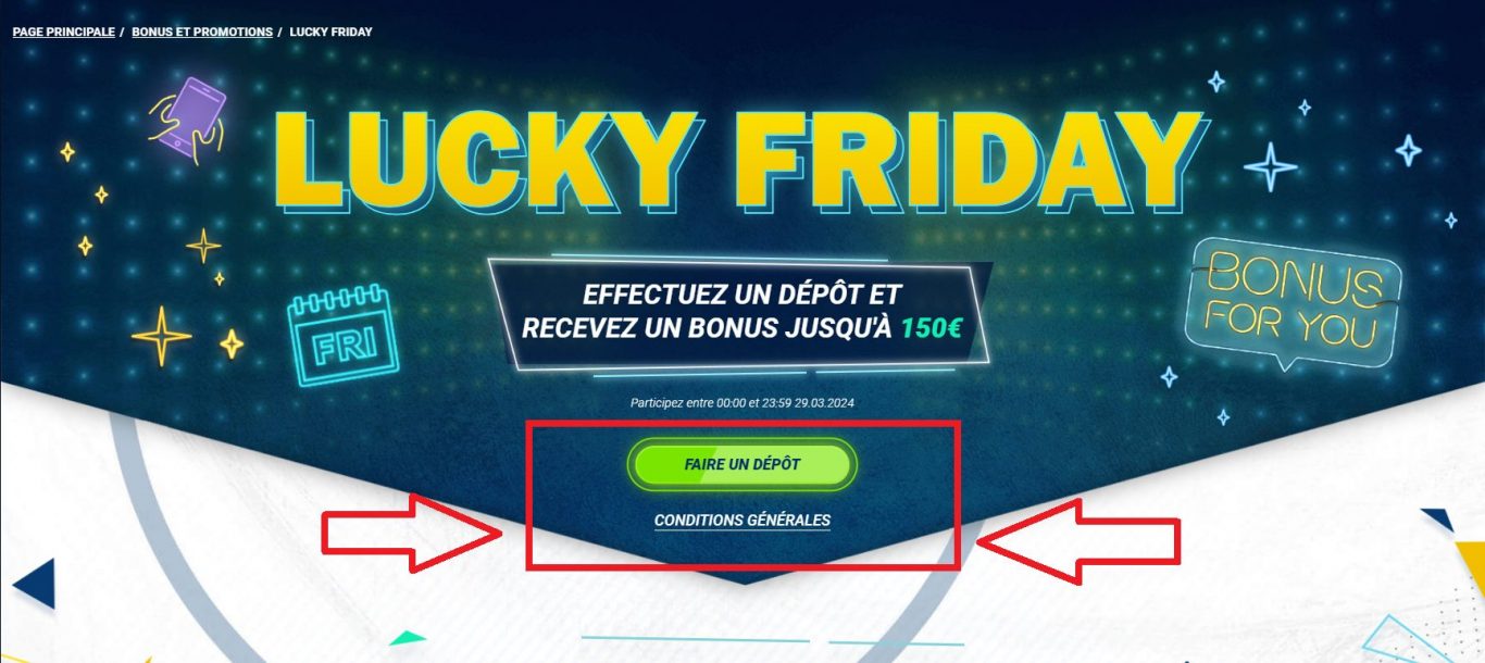 Règles de mise des fonds de Lucky Friday 1xBet