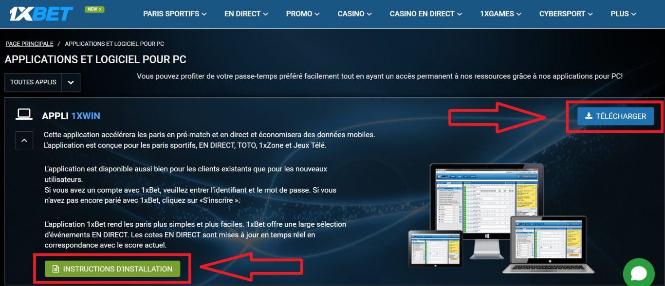 Que faut-il faire pour telecharger 1xBet gratuit pour PC